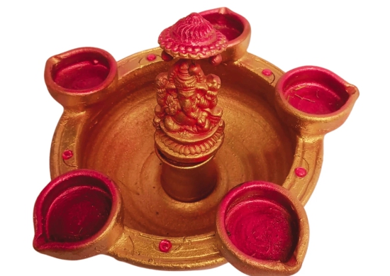 Handmade Clay Ganesh Diya for Diwali Decoration - Decorative Items