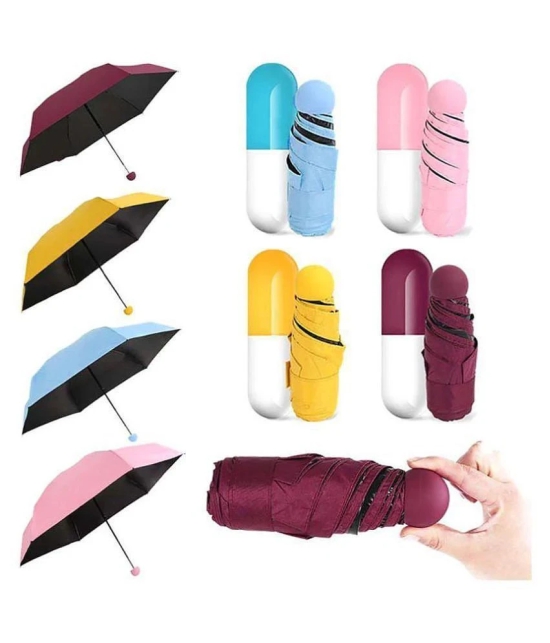 Capsule Umbrella Lightweight Weatherproof UV Protection Mini Compact Foldable Design Travel/Folding/Portable Umbrella with Waterproof and Compact Bottle - Pink