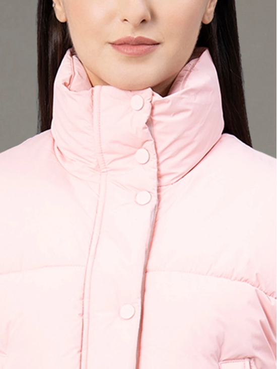 RedTape Stand Collar Padded Jacket for Women |  Zipper & Button Closure | Enhanced Comfort