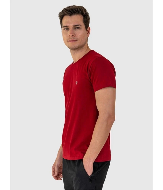 Lux Cozi Cotton Regular Fit Solid Half Sleeves Mens T-Shirt - Maroon ( Pack of 2 ) - None