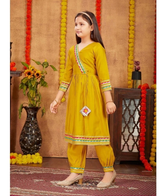 Aarika Yellow Silk Girls Patiala Kurta Set ( Pack of 1 ) - None