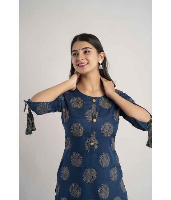 MAUKA - Blue Rayon Womens Straight Kurti ( Pack of 1 ) - None