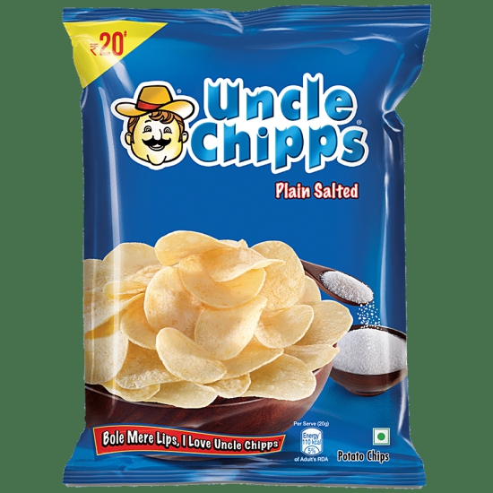 Uncle Chipps Potato Chips - Plain Salted Flavour, 50 G Pouch