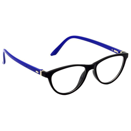 Hrinkar Trending Eyeglasses: Blue and Black Cat-eyed Optical Spectacle Frame For Men & Women |HFRM-BK-BU-13