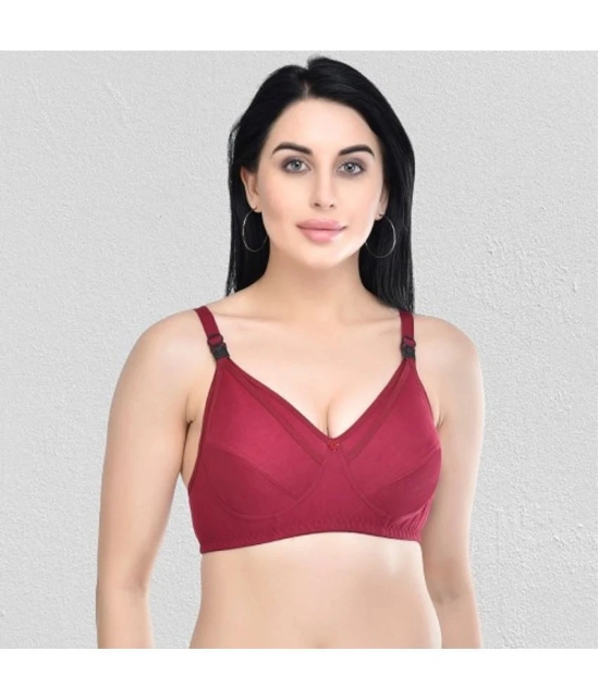 Zourt - Maroon Cotton Non Padded Womens Everyday Bra ( Pack of 1 ) - None