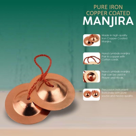 Dokchan Pure Iron Brass Plated Manjira Handmade Instrument for Bhajan