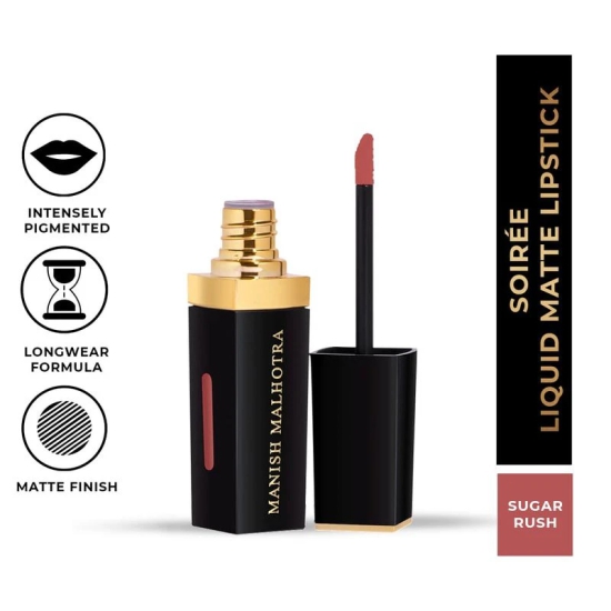 Manish Malhotra Soiree Liquid Matte Lipstick - Sugar Rush (Brown Shade) | Long Lasting, Transfer-resistant With Vitamin E