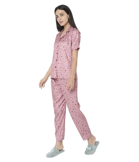 Smarty Pants Satin Nightsuit Sets - Pink Single - L