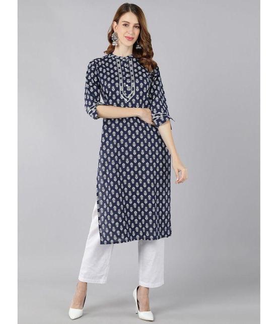 KIPEK - Blue Cotton Women's Straight Kurti ( Pack of 1 ) - None