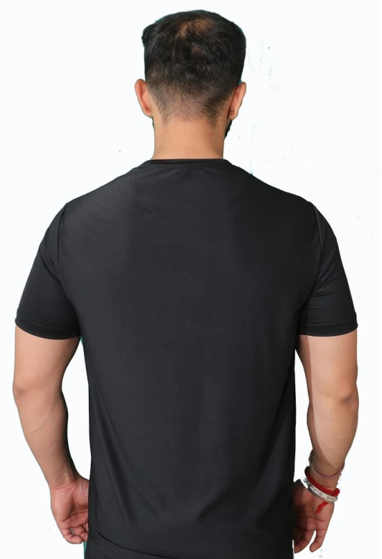 NVA Quality Stylish Men's Round Neck Cotton Blend Half Sleeve Black T-Shirt