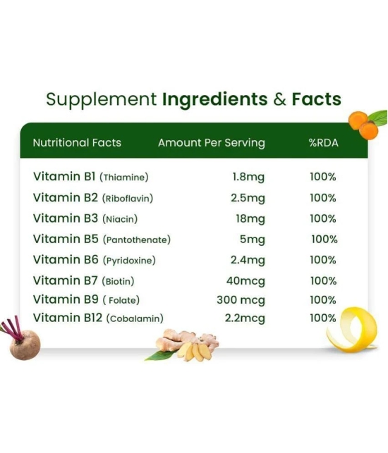 Himalayan Organics Plant Based B-Complex Vitamins B12, B1, B2, B3, B5, B6, B9 and Biotin 60 Caps