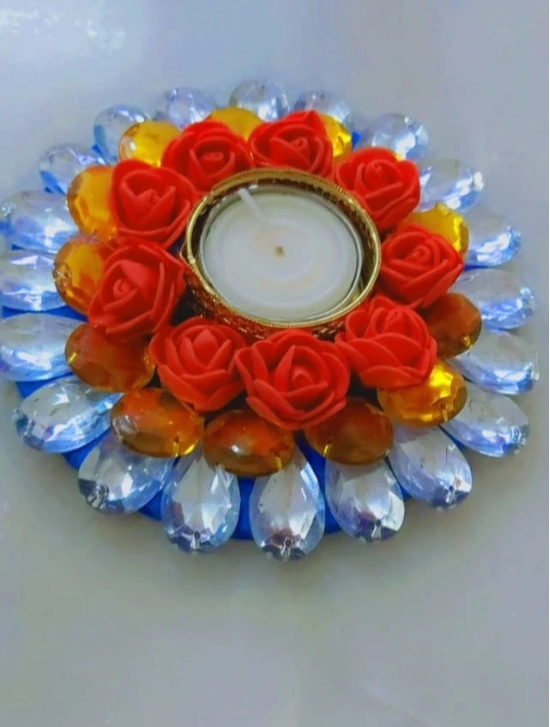 Red Flower Floating Diya  for Festive Decor