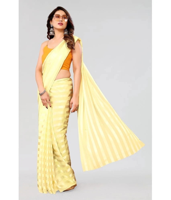 ANAND SAREES Satin Striped Saree Without Blouse Piece - Yellow ( Pack of 1 ) - Yellow