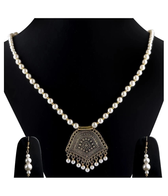 Silver Shine Pearls Golden Contemporary Contemporary/Fashion Antique Necklaces Set - Golden