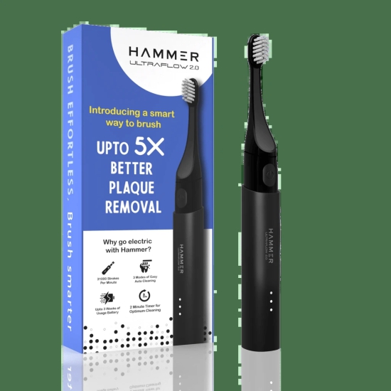 Hammer Ultra Flow 2.0 Premium Electric Toothbrush with 2 Replaceable Heads