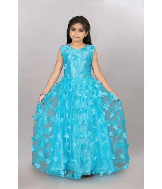 Apnisha - Sky Blue Net Girls Gown ( Pack of 1 ) - None