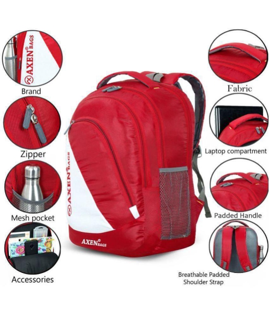 AXEN BAGS - Red Polyester Backpack ( 30 Ltrs ) - Red