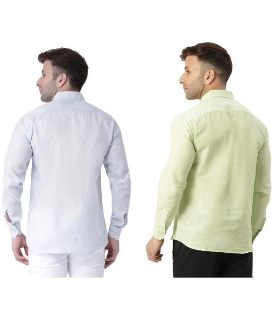 KLOSET By RIAG 100% Cotton Regular Fit Solids Full Sleeves Men's Casual Shirt - Lime Green ( Pack of 2 ) - None