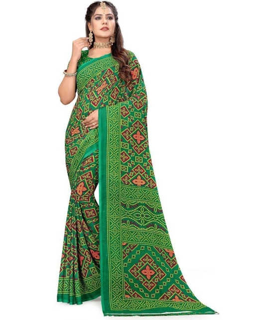 LEELAVATI - Green Georgette Saree With Blouse Piece ( Pack of 1 ) - Green