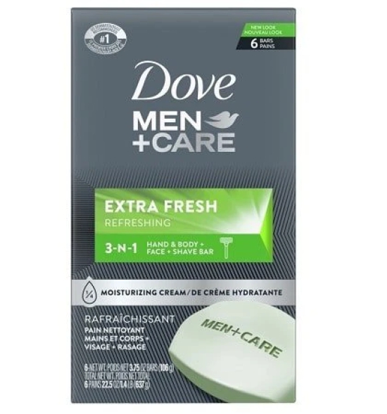 Dove Men Care Extra Fresh Body and Face Bar (Pack Of 6)