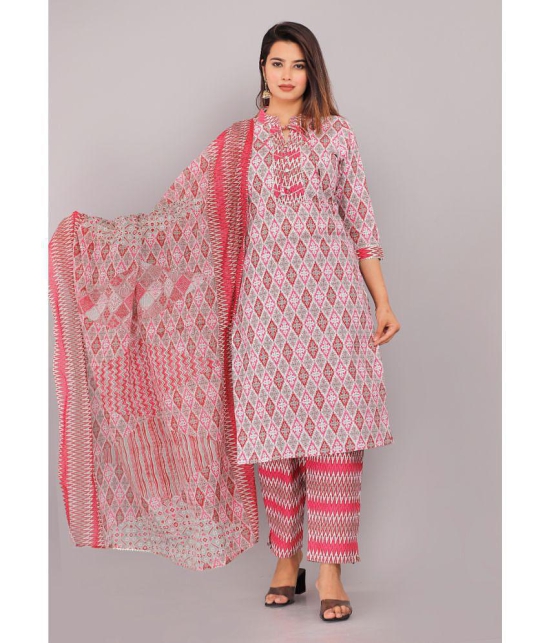 HIGHLIGHT FASHION EXPORT Cotton Printed Kurti With Pants Womens Stitched Salwar Suit - Pink ( Pack of 1 ) - None