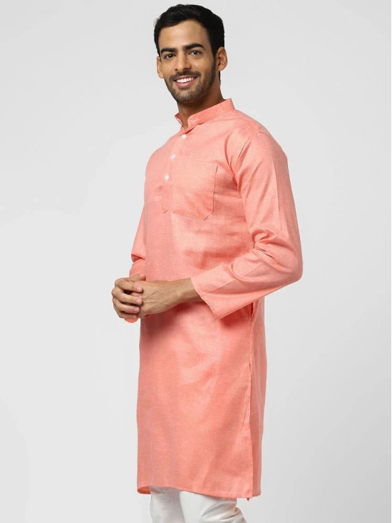 DESHBANDHU DBK - Orange Linen Mens Regular Kurta ( Pack of 1 ) - None