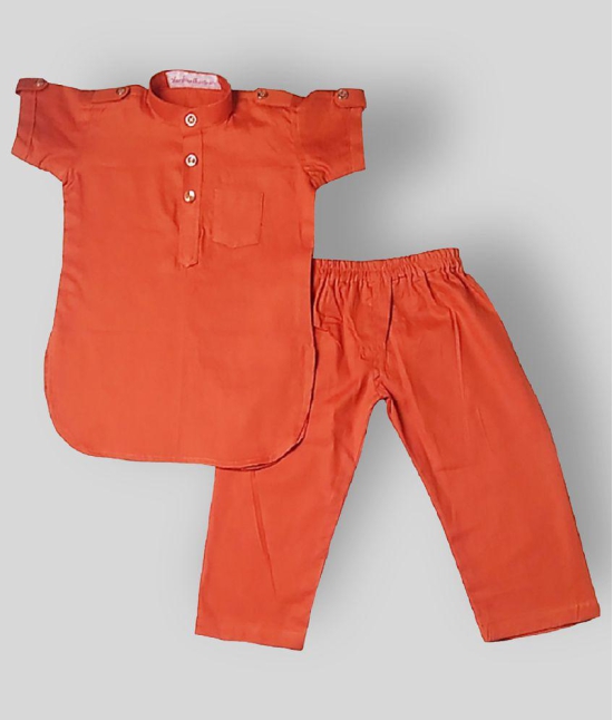 harshvardhanmart - Orange Cotton Boys Shirt & Pants ( Pack of 1 ) - None