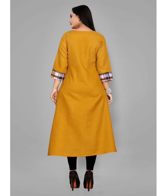 RIAANA - Mustard Cotton Blend Women's Front Slit Kurti ( Pack of 1 ) - None