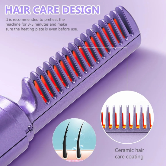 Rechargeable Mini Hair Straightener, Cordless Brush, USB Interface