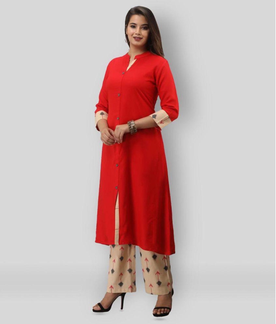 MAUKA - Red Straight Rayon Womens Stitched Salwar Suit ( Pack of 1 ) - XXL