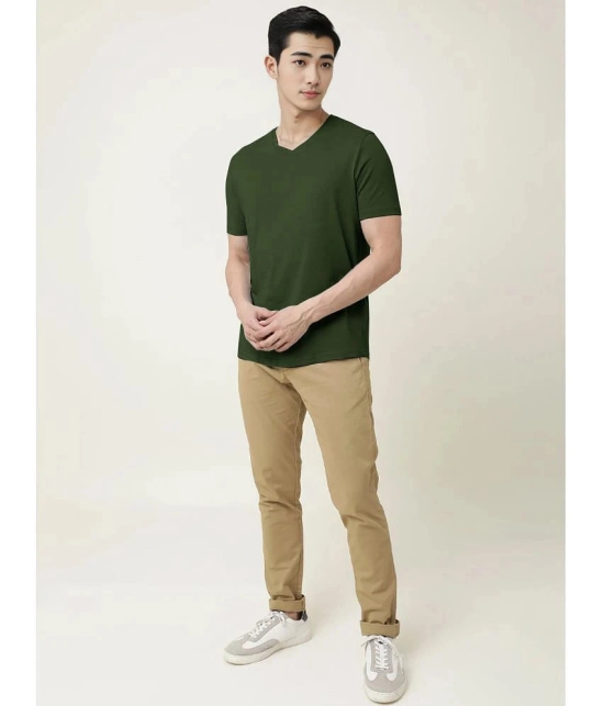 Radprix Cotton Regular Fit Solid Half Sleeves Mens T-Shirt - Dark Green ( Pack of 1 ) - None