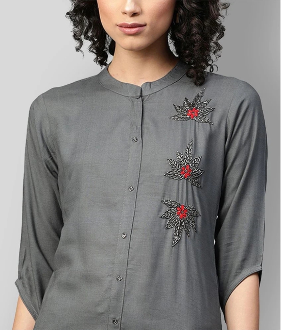 JC4U - Dark Grey Rayon Womens Straight Kurti ( Pack of 1 ) - M