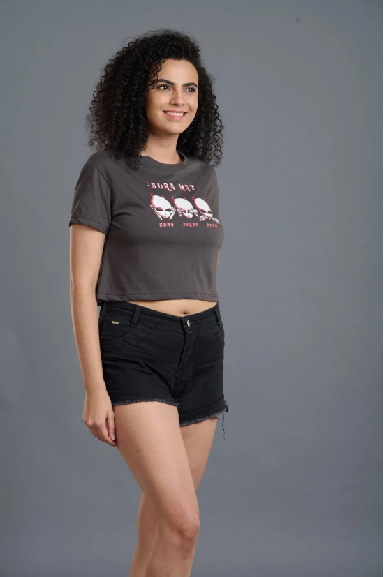 Wise Devil (Dark Grey) Crop-Top for Women by Go Devil XL