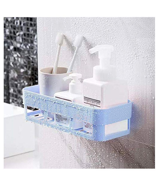 Kitchen Shelf Storage Rack Self Adhesive Traceless Rectangular Box Organizer Plastic Hanging Toilet Bathroom Desktop Wall Mount No Driling Required (Multicolor) - Assorted