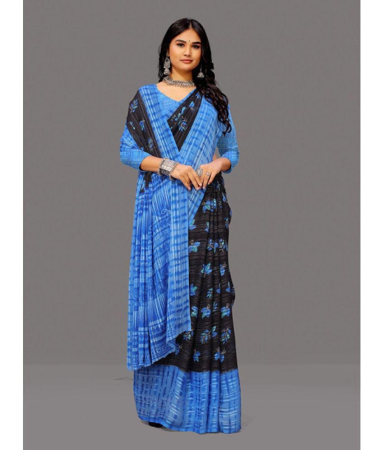 Sitanjali - Blue Georgette Saree With Blouse Piece ( Pack of 1 ) - Blue