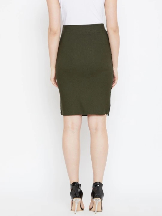 Women Olive Green & Black Colourblocked Pencil Skirts