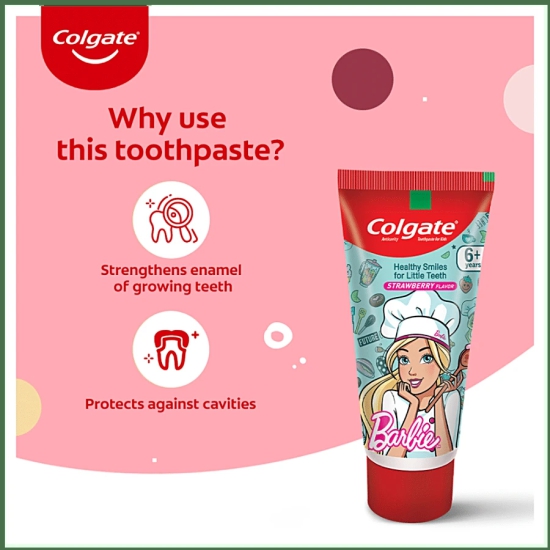 Colgate Kids Toothpaste 6+ Years-Barbie-Strawberry, 80 gm