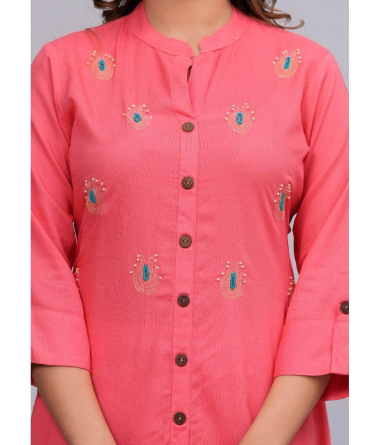 MAUKA Rayon Embroidered Kurti With Palazzo Womens Stitched Salwar Suit - Pink ( Pack of 1 ) - None