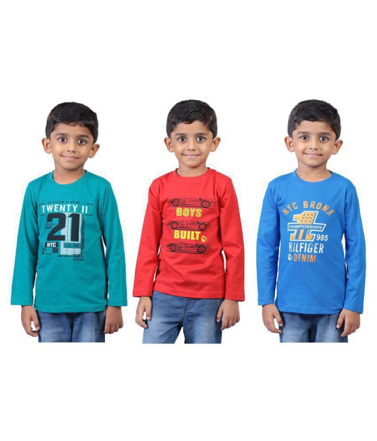 Soft Apparels - Multicolor Cotton Blend Boy's T-Shirt ( Pack of 3 ) - None