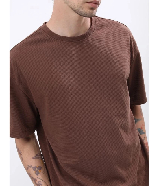 Ketch Polyester Oversized Fit Solid Half Sleeves Mens T-Shirt - Brown ( Pack of 1 ) - None