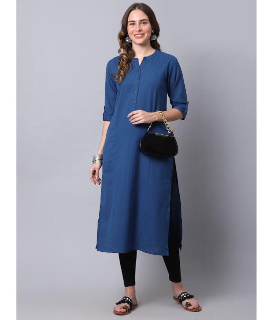 Pistaa - Blue Cotton Women's Straight Kurti ( Pack of 1 ) - None