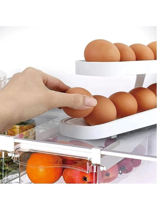 Roll-down Double layer egg dispenser,Egg storage,Egg organizer,Egg holder,Kitchen Basket, Countertop Cabinet Fridge Saving Egg Holder With Gravity-Fed Design - Multicolor