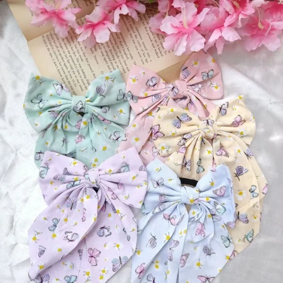 Butterfly Hair Bow Rubber-Green