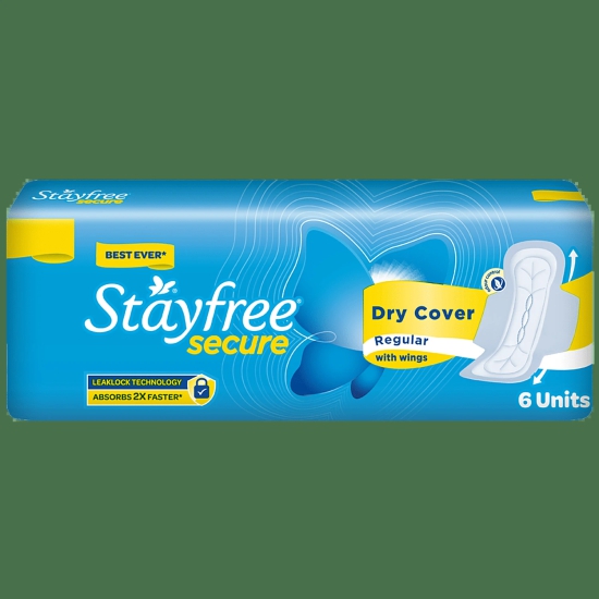 Stayfree Secure Dry Wings Regular, 6 Pads