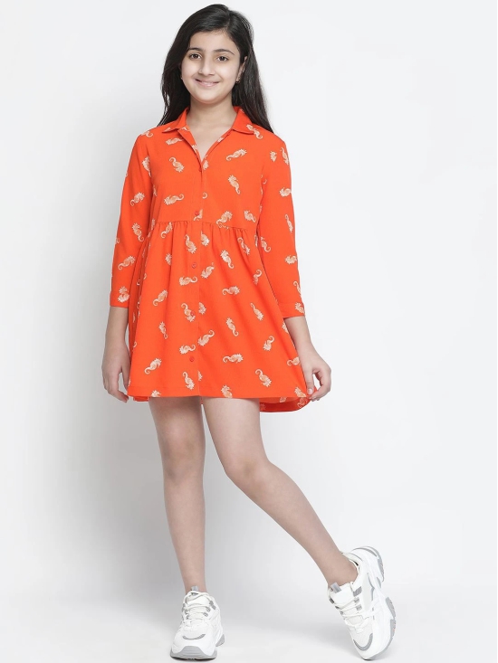 Oxolloxo Orange Floral Satin Shirt Dress