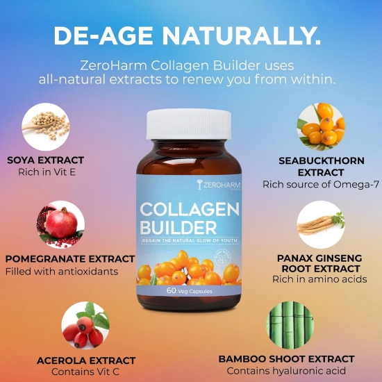 ZEROHARM Collagen Builder: Anti-aging for women, boosts collagen, wrinkle-free, promotes skin regeneration, elasticity, and radiance.-ZEROHARM Collagen Builder: Anti-aging, natural glow, improves