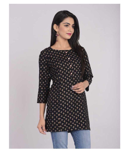 Kbz Black Rayon Straight Kurti - S