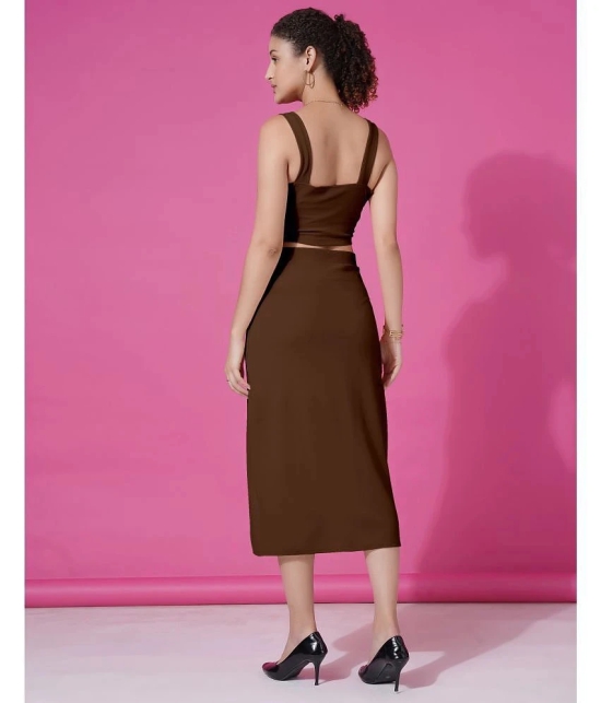 Selvia Brown Solid Skirt Top Set - None