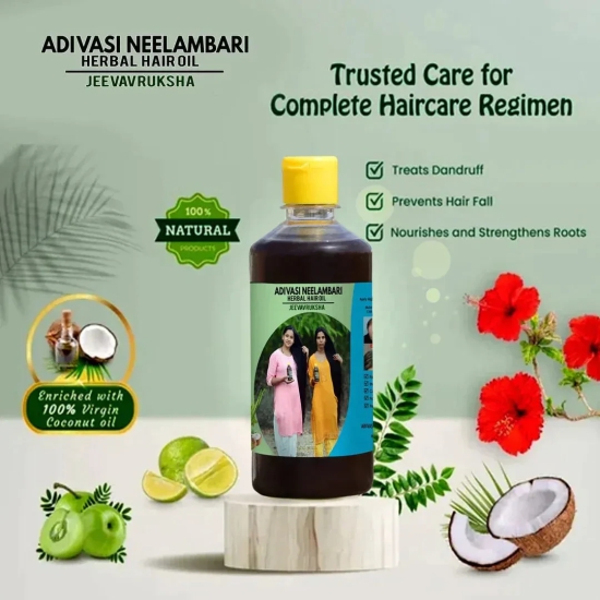 Adivasi Neelambari Hair Oil 125ml (Buy 1 Get 1 Free)-6 Month Course { 500ml+ 500ml)