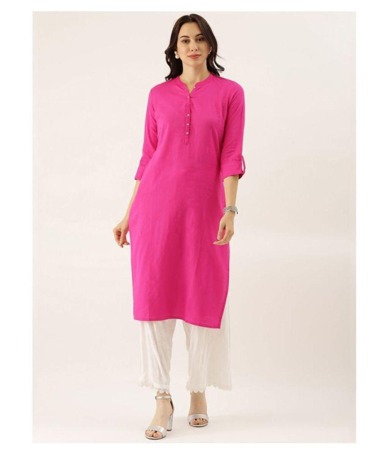 Divena - Pink Cotton Womens Straight Kurti - XL